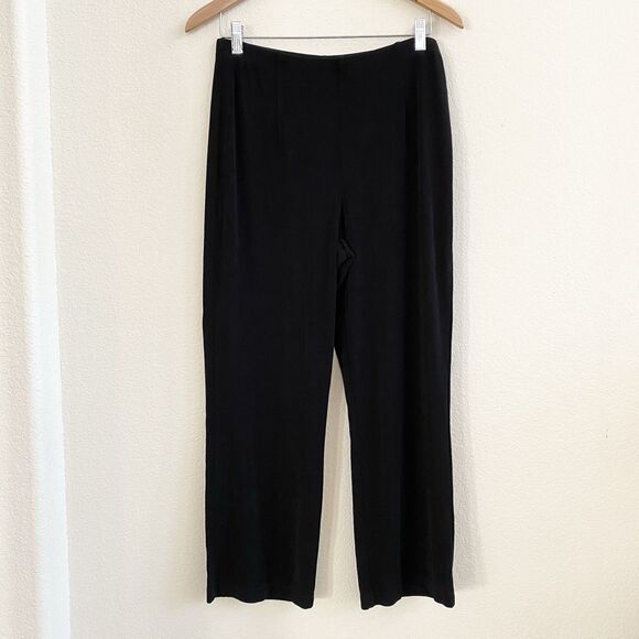 Chico's Travelers Slinky Pants Womens sz 2 US L Short Black Pull On Straight Leg - Picture 1 of 8